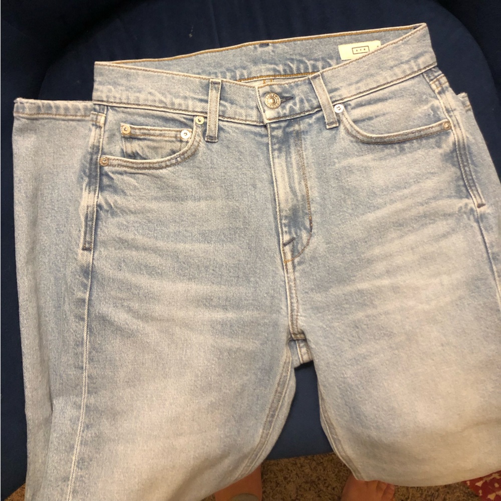 AYR The Bud Jeans High Rise Straight Leg Light Wash Kiki Size 25 Short - Picture 2 of 6